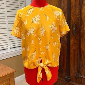 Madewell Silk Button-Back Tie Tee in Butterfly Garden - size S
